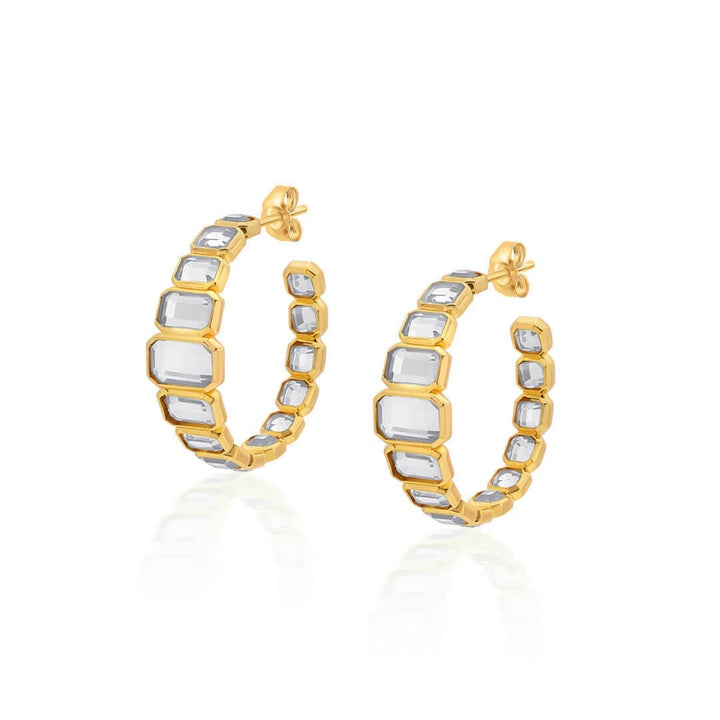 White Hoop Earring for Women by Isharya | Modern Indian Jewellery