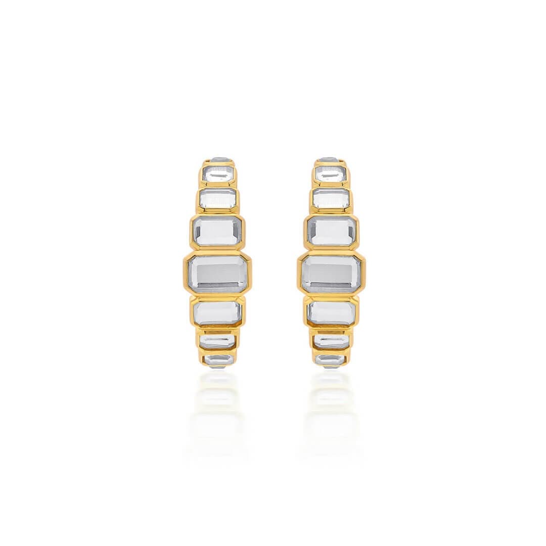 White Hoop Earring for Women by Isharya | Modern Indian Jewellery