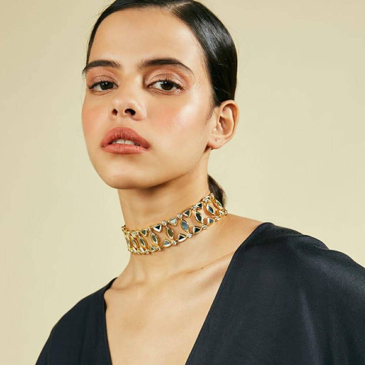 Mirror Choker Necklace for Women by Isharya | Modern Indian Jewellery