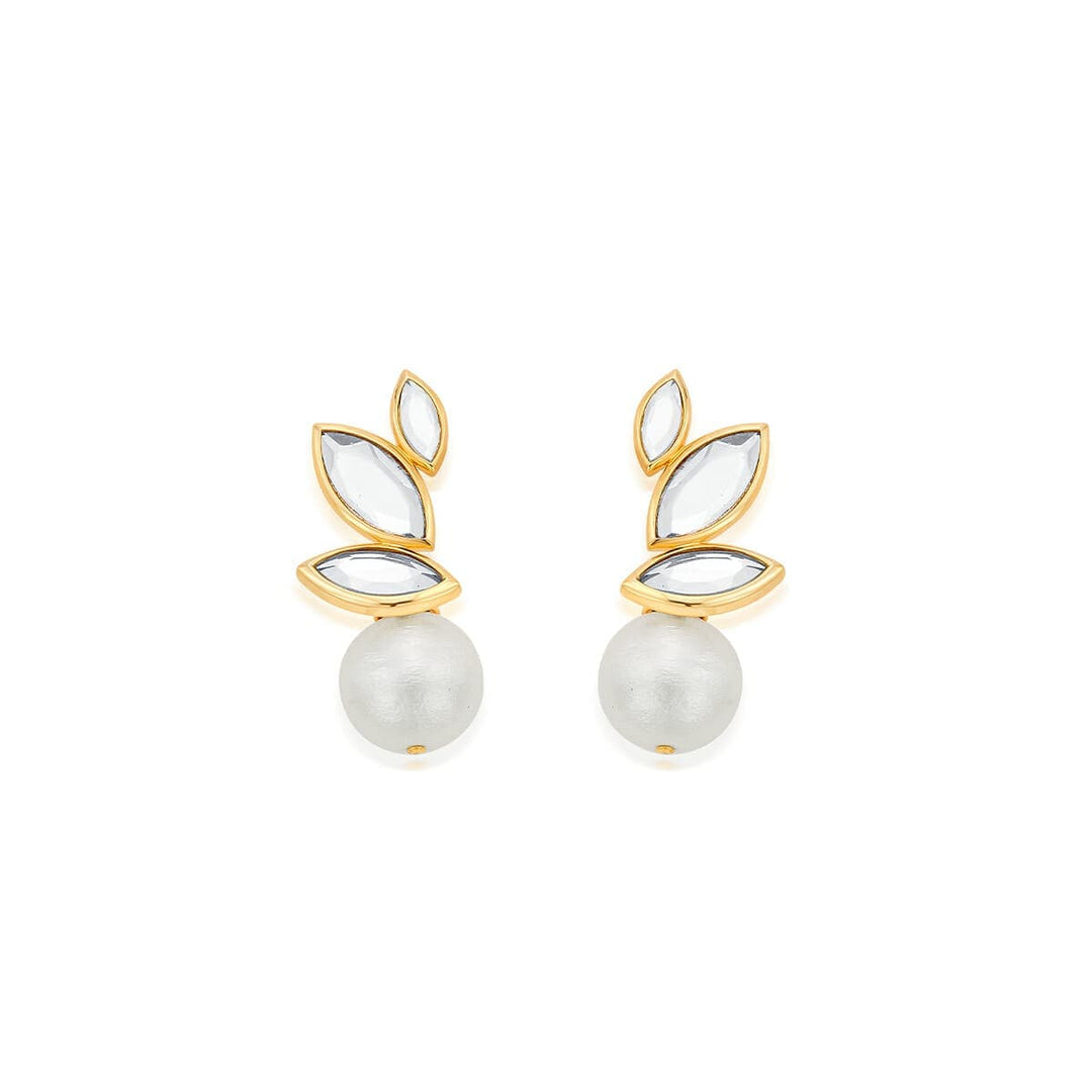 Marquise Mirror Pearl Studs - Isharya | Modern Indian Jewelry