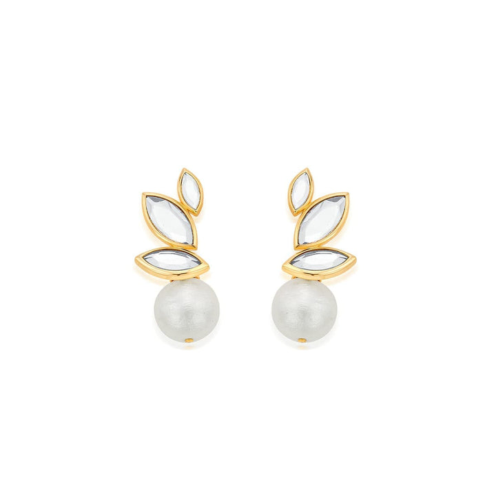 Marquise Mirror Pearl Studs - Isharya | Modern Indian Jewelry