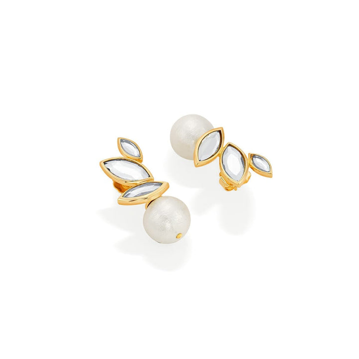 Marquise Mirror Pearl Studs - Isharya | Modern Indian Jewelry