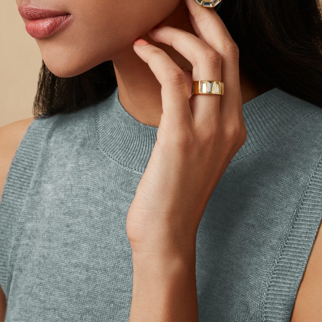 Mirror band Ring for Women by Isharya | Modern Indian Jewellery