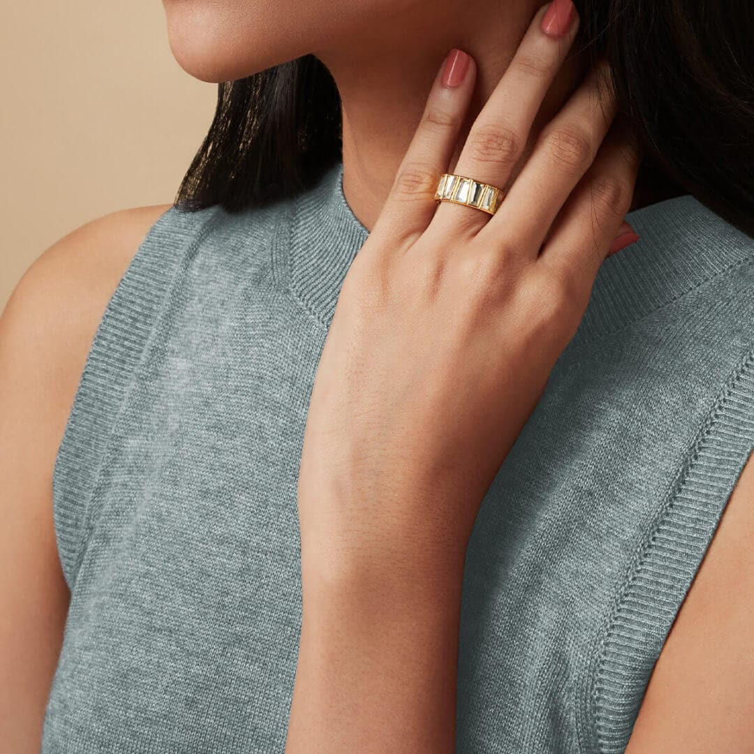 Mirror band Ring for Women by Isharya | Modern Indian Jewellery