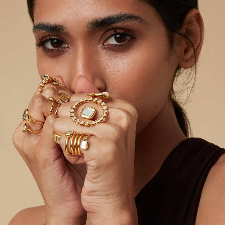 Mirror Cocktail Ring for Women by Isharya | Modern Indian Jewellery