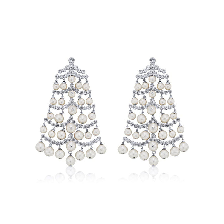 Pearl Crystal Waterfall Earrings - Isharya | Modern Indian Jewelry