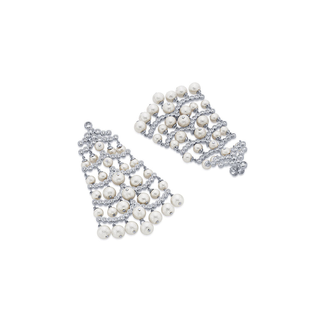 Pearl Crystal Waterfall Earrings - Isharya | Modern Indian Jewelry
