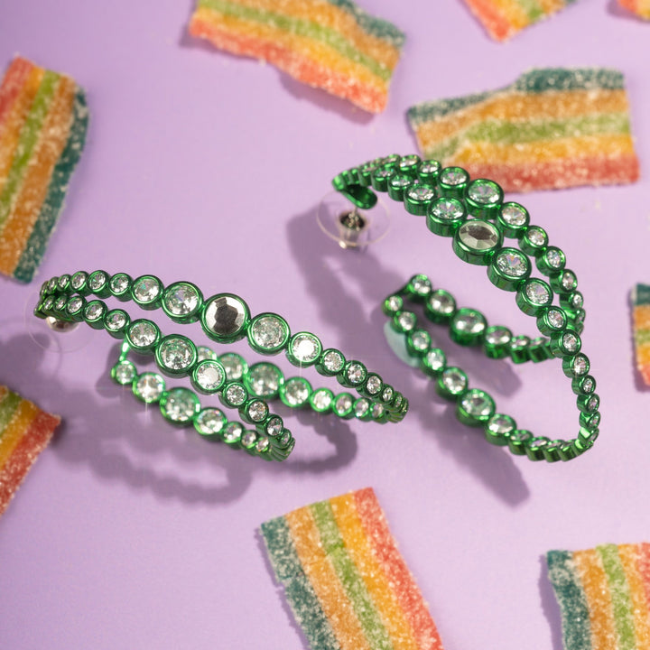 Parakeet Green Double Hoop Earrings - Isharya | Modern Indian Jewelry