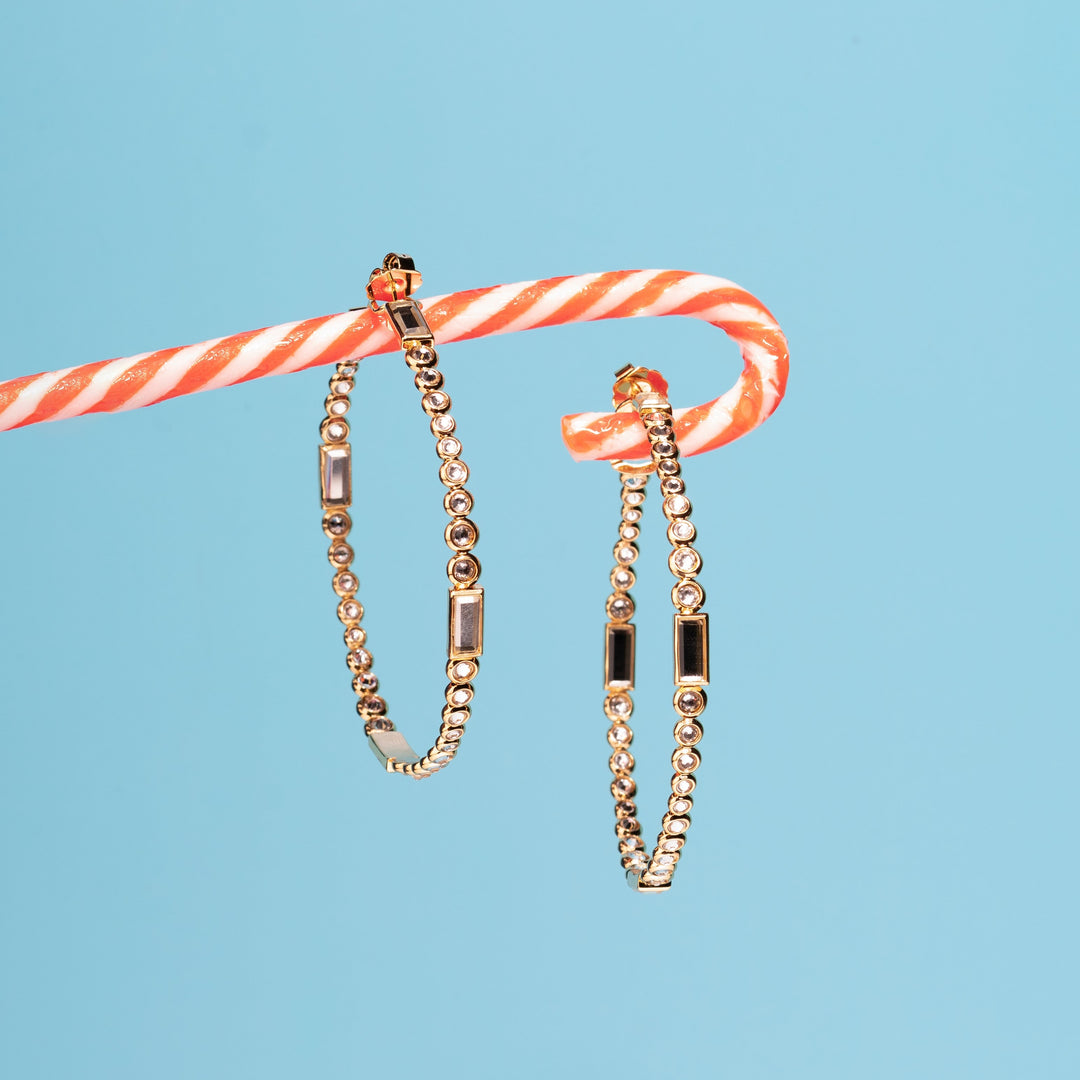 Aura Gold Oversized Hoop Earrings - Isharya | Modern Indian Jewelry