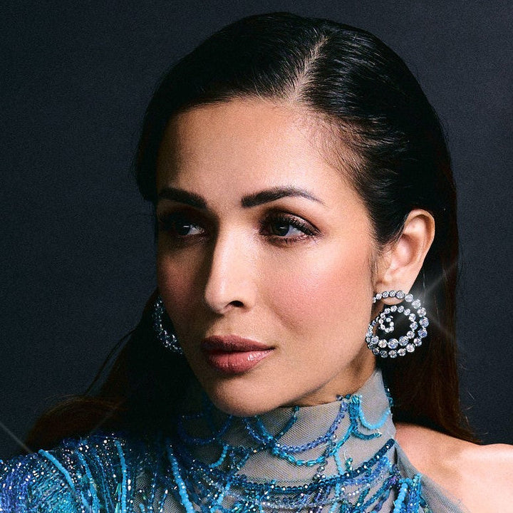Aqua Blue Statement Swirl Hoop Earrings - Isharya | Modern Indian Jewelry