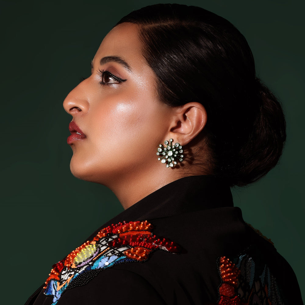 Parakeet Green Starburst Earrings - Isharya | Modern Indian Jewelry