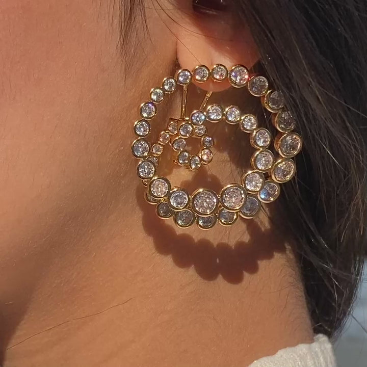 Aura Gold Statement Swirl Hoop Earrings