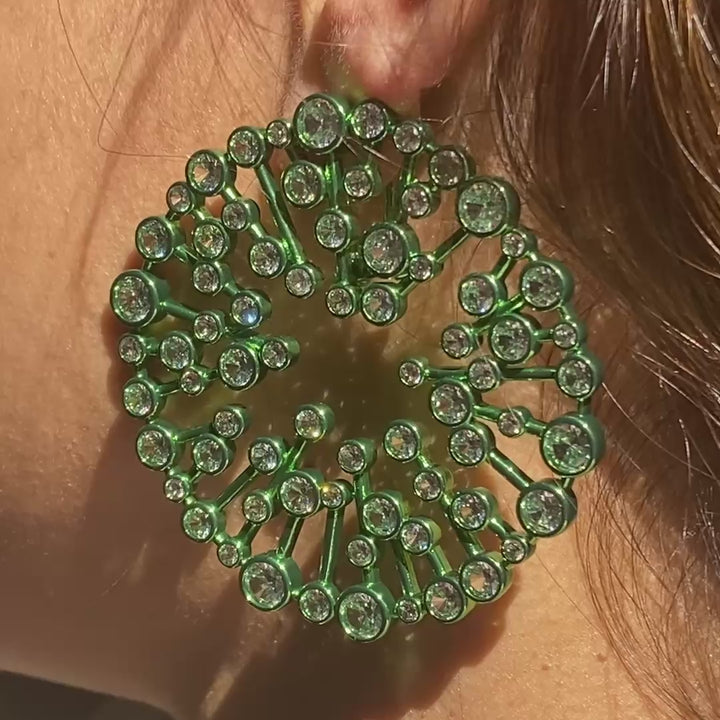 Parakeet Green Starburst Statement Earrings