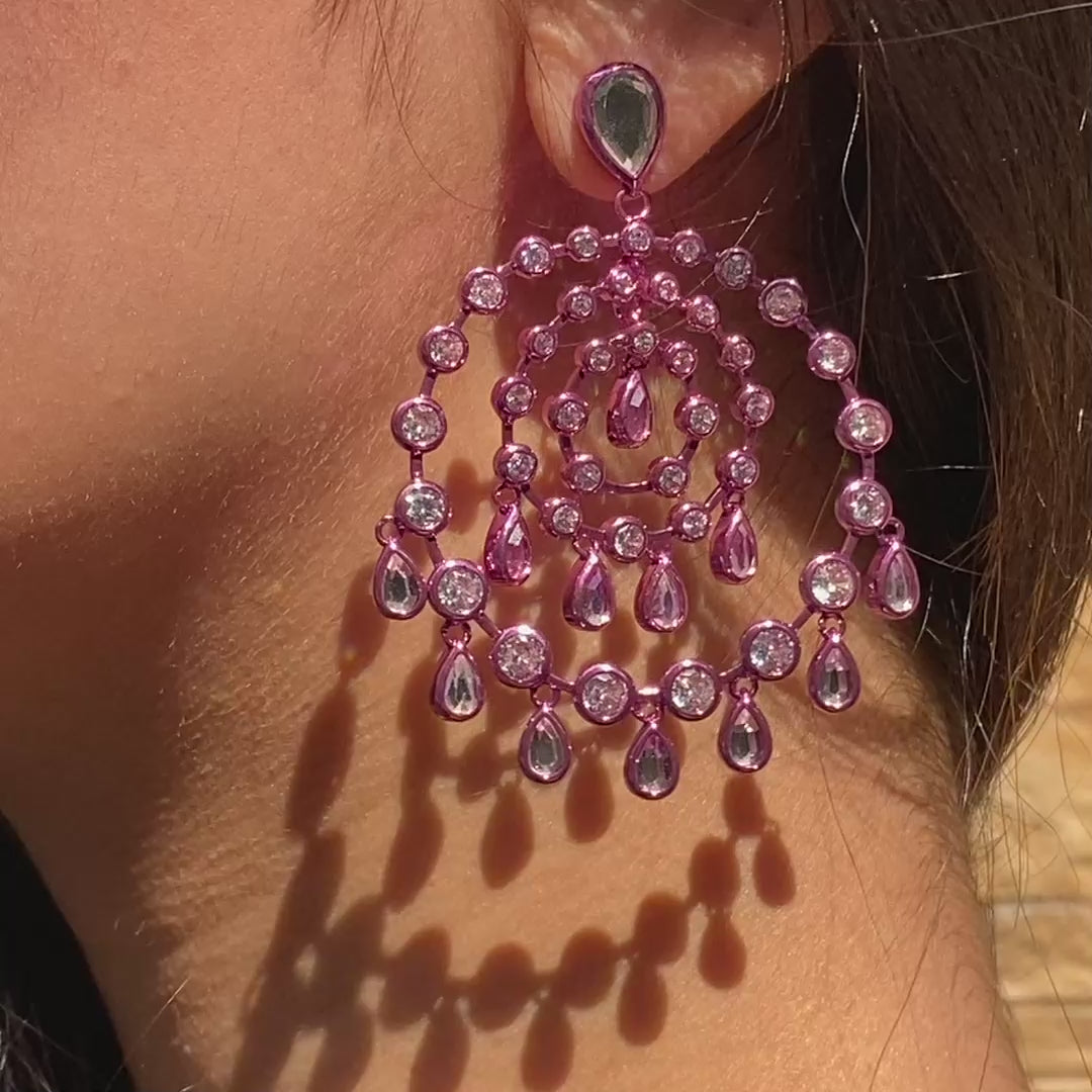 Rani Pink Chandelier Earrings