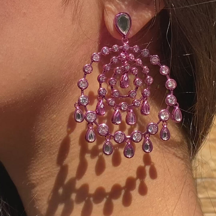Rani Pink Chandelier Earrings