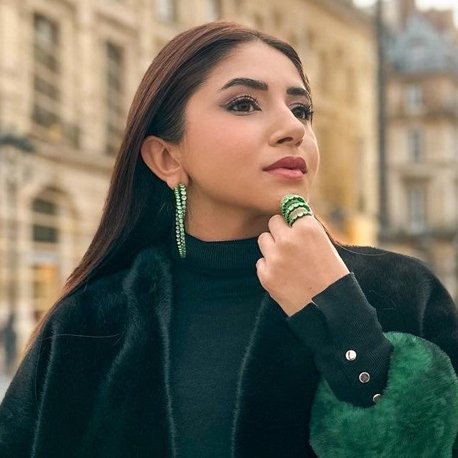 Parakeet  Green Quintuple Ring - Isharya | Modern Indian Jewelry