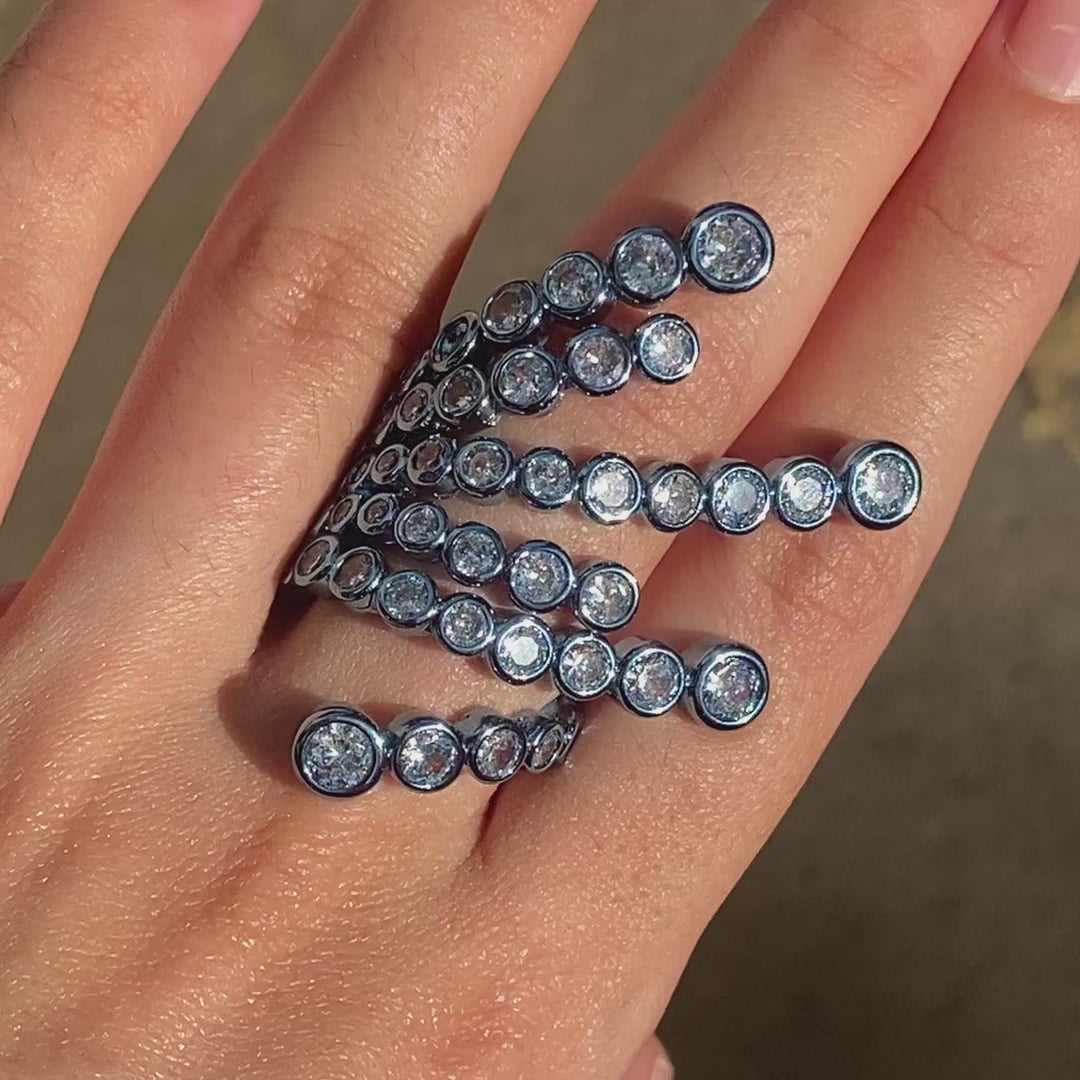 Aqua Blue Wrap Cocktail Ring