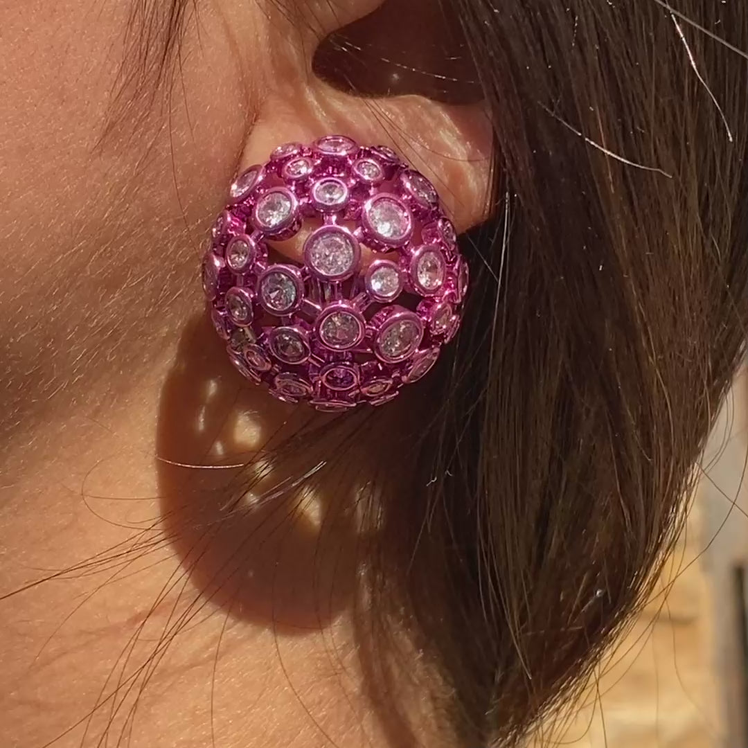 Rani Pink Mesh Stud Earrings