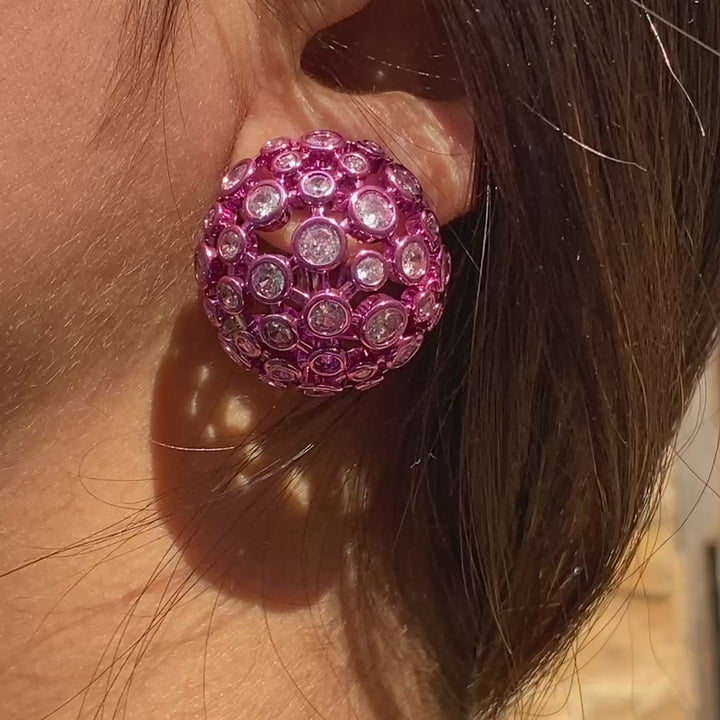 Rani Pink Mesh Stud Earrings