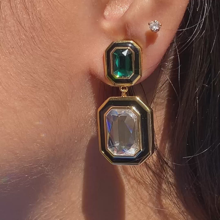 Banger Two-Tone Crystal Drop Earrings