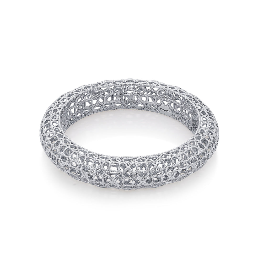 Temple Muse Filligree Bangle Silver - Isharya | Modern Indian Jewelry