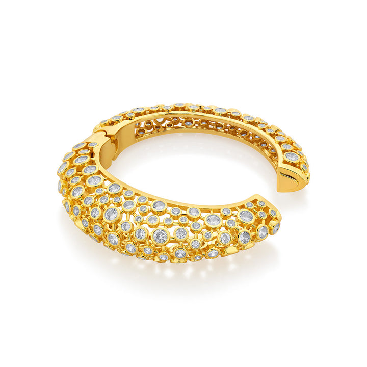 Aura Gold Oval Hinge Bangle - Isharya | Modern Indian Jewelry