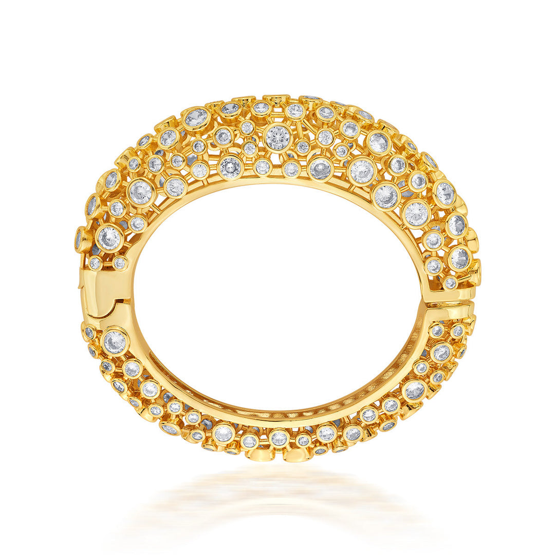 Aura Gold Oval Hinge Bangle - Isharya | Modern Indian Jewelry