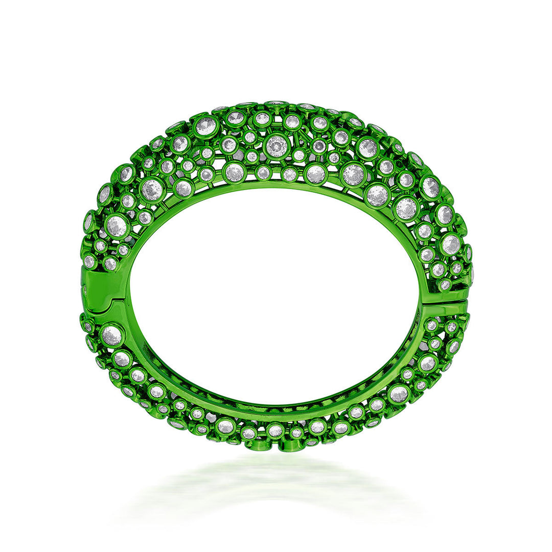 Parakeet Green Oval Hinge Bangle - Isharya | Modern Indian Jewelry