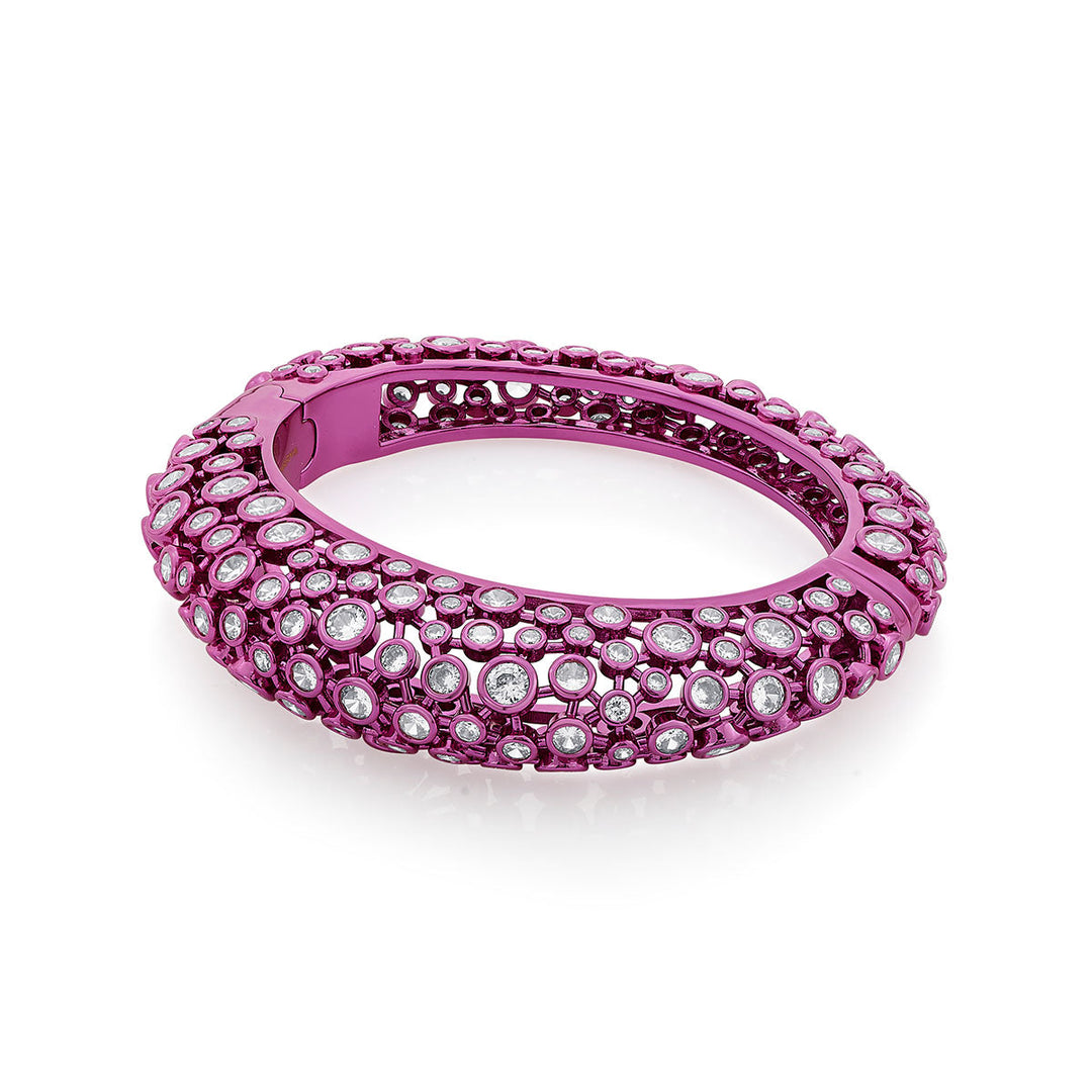 Rani Pink Oval Hinge Bangle - Isharya | Modern Indian Jewelry