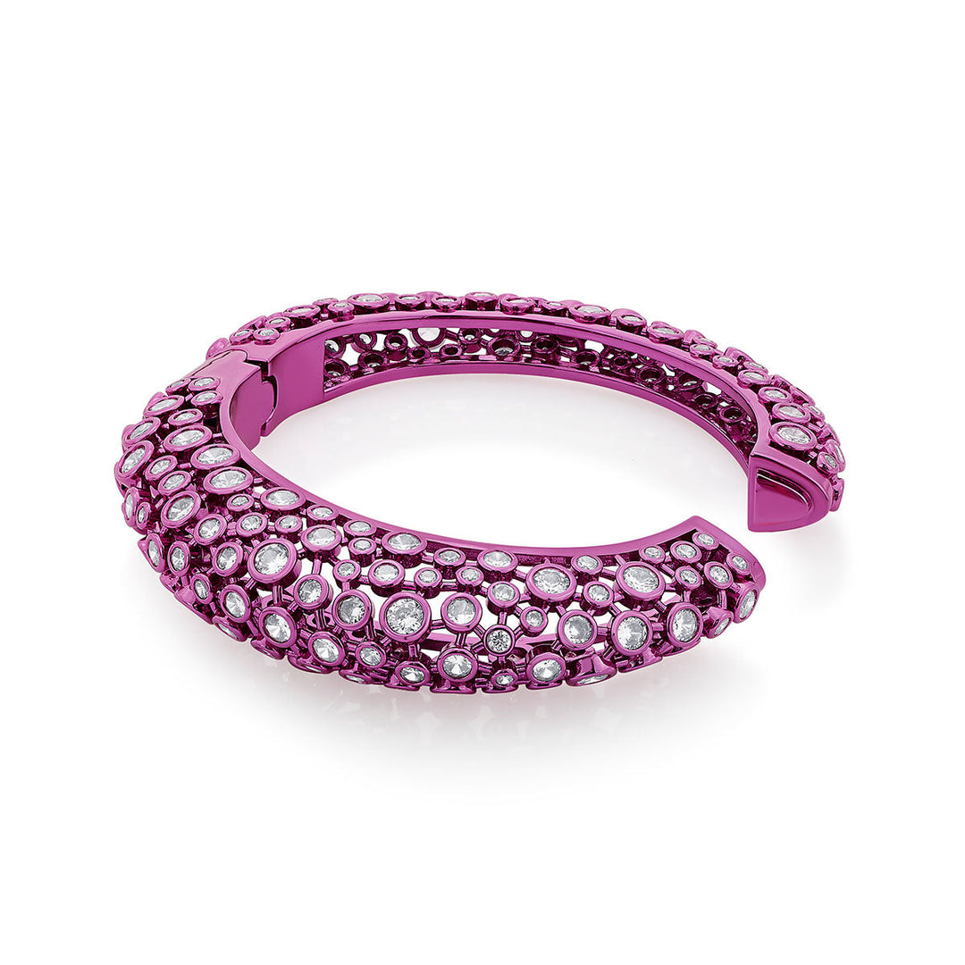 Rani Pink Oval Hinge Bangle - Isharya | Modern Indian Jewelry
