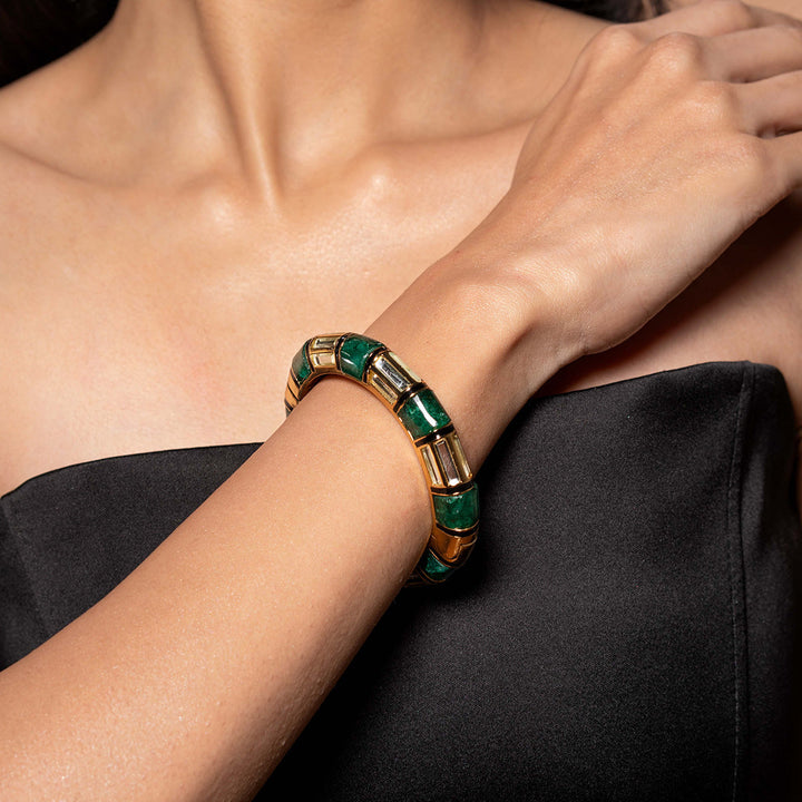 Sultana Green Quartz Bangle - Isharya | Modern Indian Jewelry