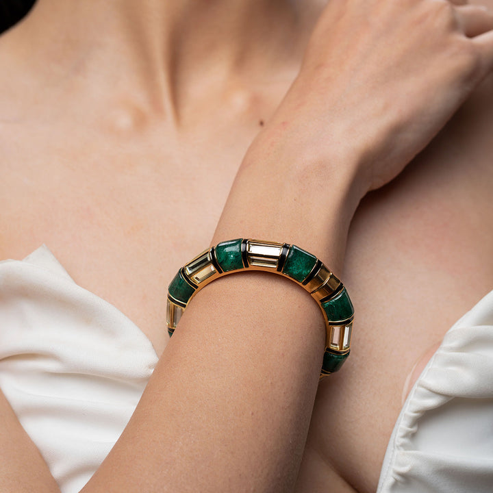 Sultana Green Quartz Bangle - Isharya | Modern Indian Jewelry