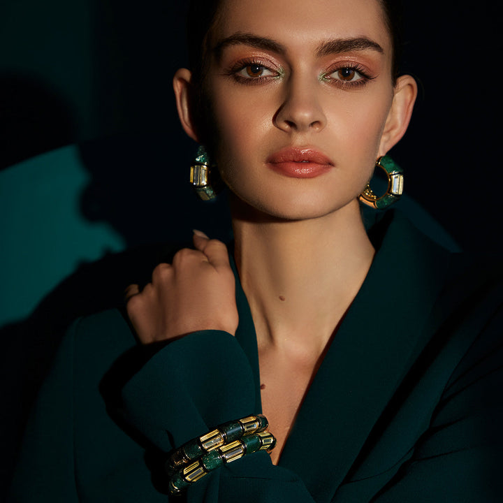 Sultana Green Quartz Bangle - Isharya | Modern Indian Jewelry
