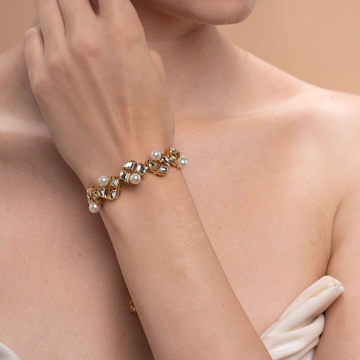 Amara Mirror Pearl Bracelet - Isharya | Modern Indian Jewelry