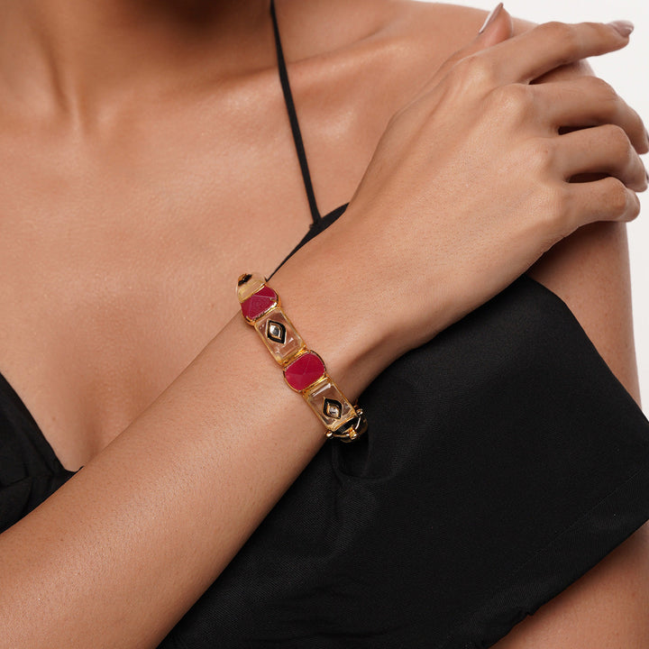 Begum Haute Pink Mughal Bangle - Isharya | Modern Indian Jewelry