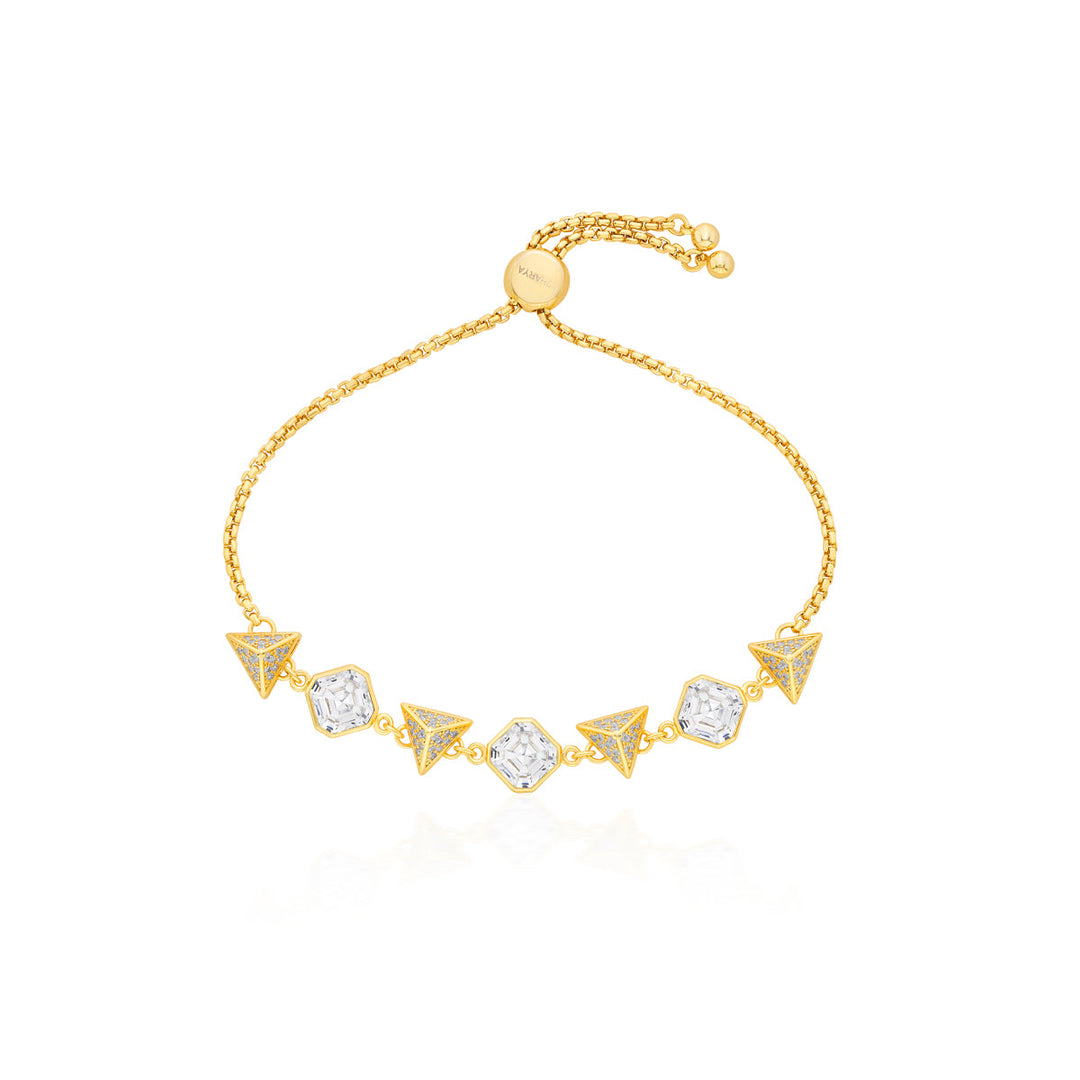 Gold Moss Crystal Pyramid Bracelet