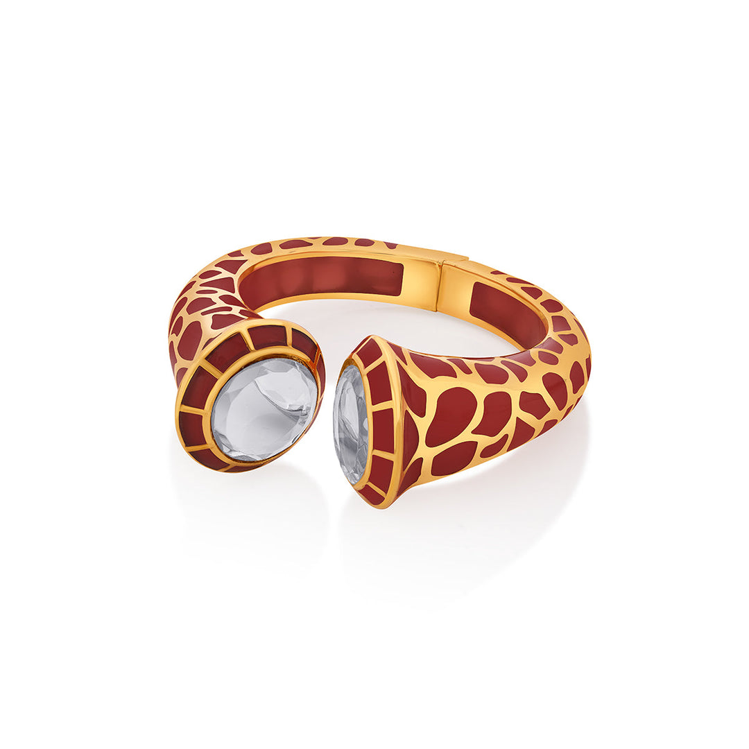 La Conchita Statement Hinge Cuff in Coral - Isharya | Modern Indian Jewelry