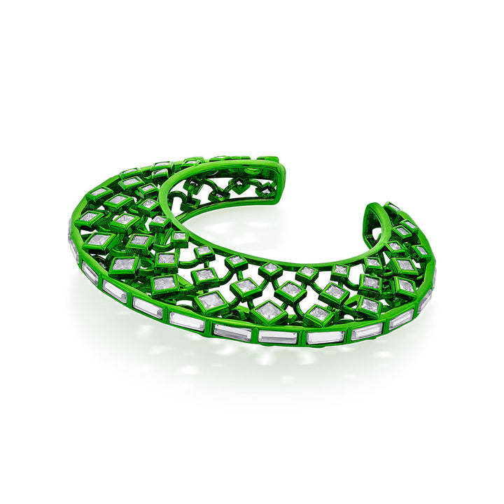 Parakeet Green Moon Statement Cuff - Isharya | Modern Indian Jewelry