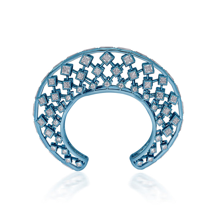 Aqua Blue Moon Statement Cuff - Isharya | Modern Indian Jewelry