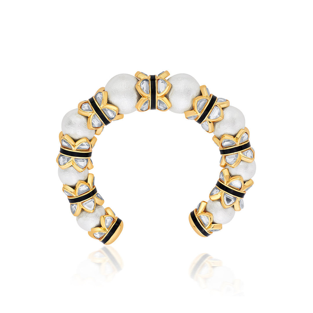 Amara Mirror Pearl Cuff - Isharya | Modern Indian Jewelry
