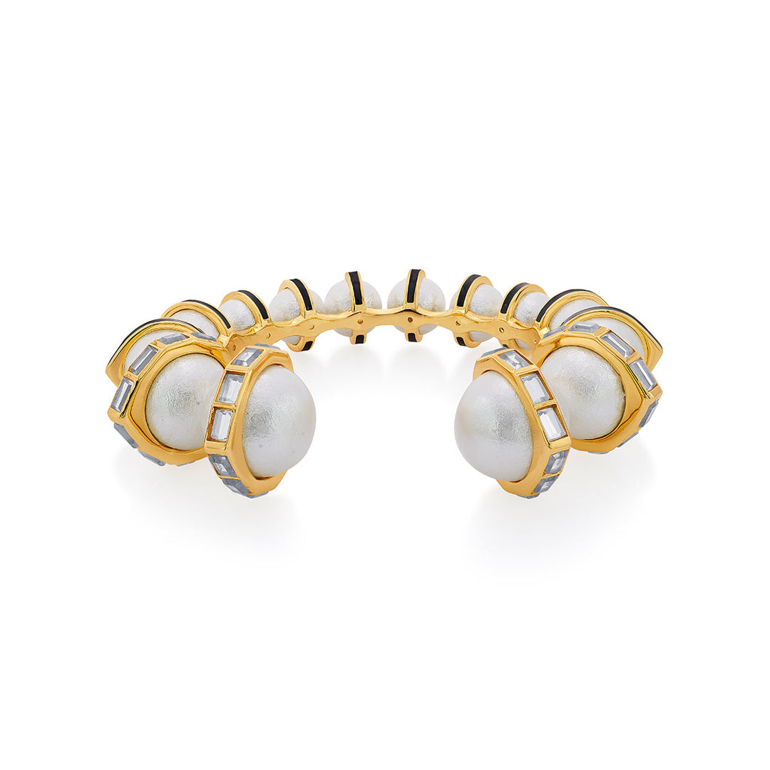 Amina Mirror Pearl Cuff - Isharya | Modern Indian Jewelry