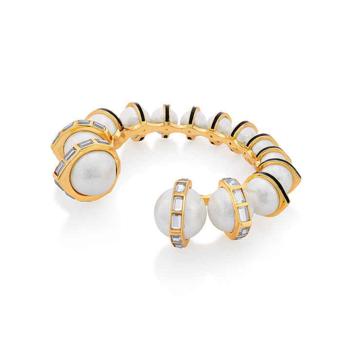 Amina Mirror Pearl Cuff - Isharya | Modern Indian Jewelry