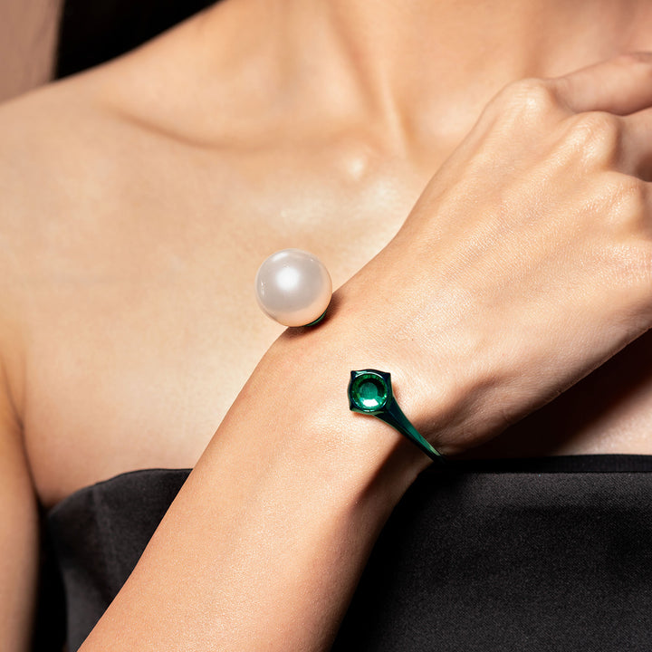 Zeenat Green Mirror Pearl Cuff