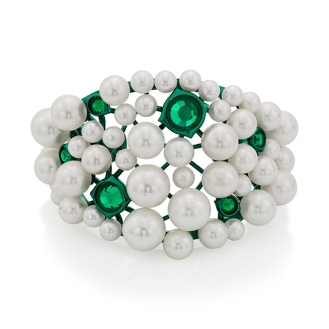 Zeenat Green Quartz Pearl Cuff - Isharya | Modern Indian Jewelry