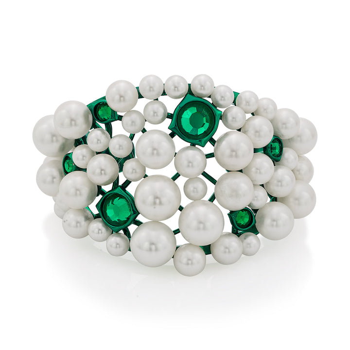 Zeenat Green Quartz Pearl Cuff - Isharya | Modern Indian Jewelry