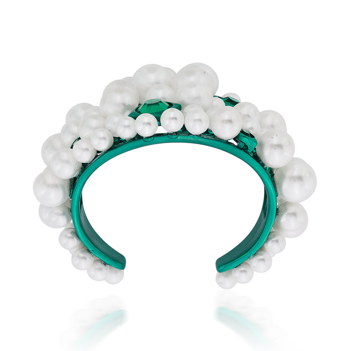 Zeenat Green Quartz Pearl Cuff - Isharya | Modern Indian Jewelry