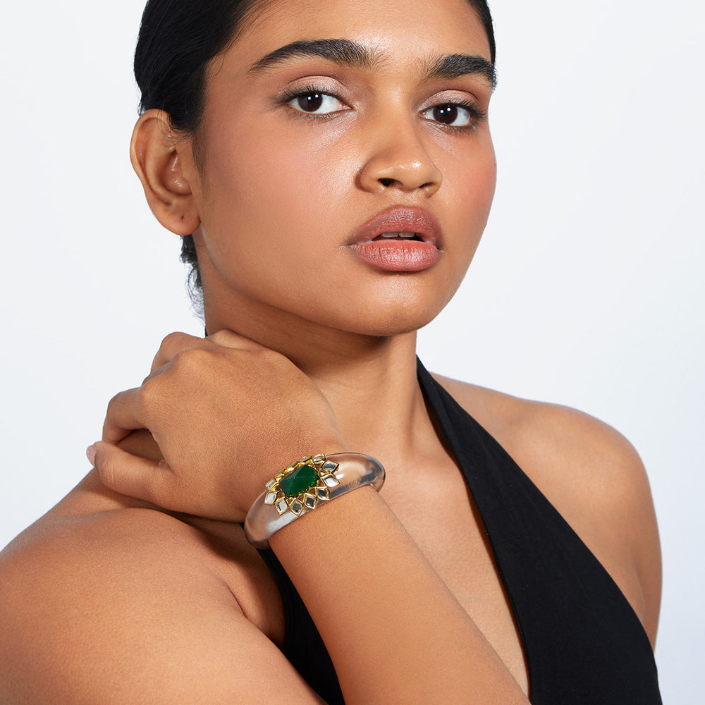 Begum Haute Evergreen Resin Cuff - Isharya | Modern Indian Jewelry