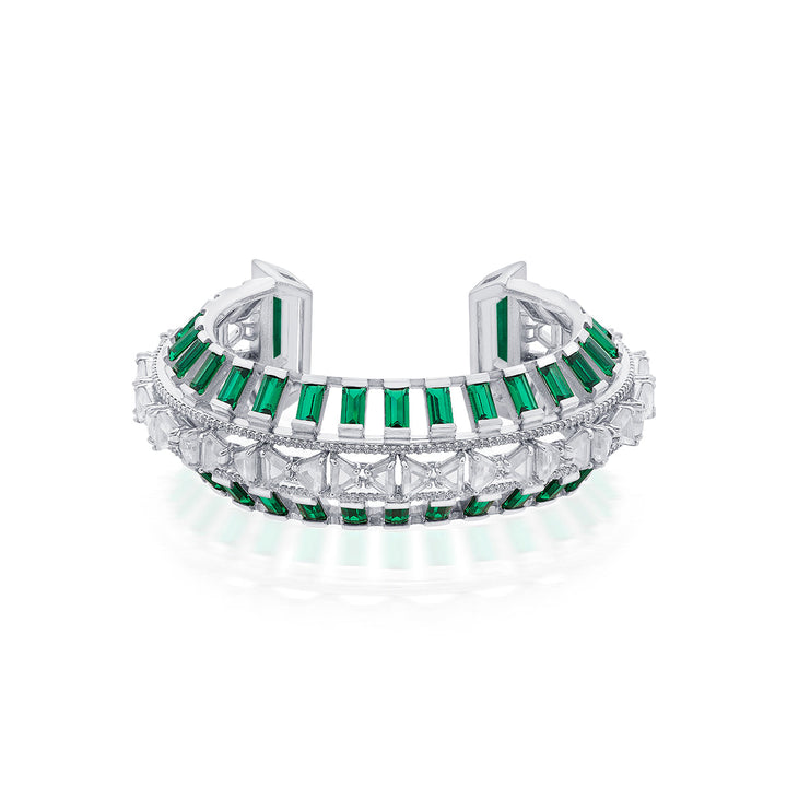 Amalfi 925 Silver Emerald Hydro Cuff - Isharya | Modern Indian Jewelry