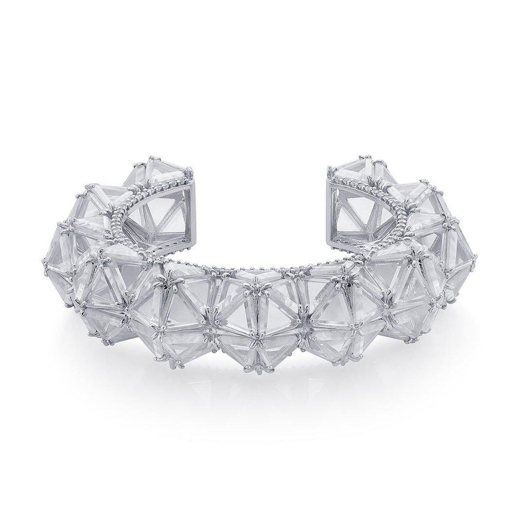 Louvre 925 Silver Rève Crystal Cuff - Isharya | Modern Indian Jewelry