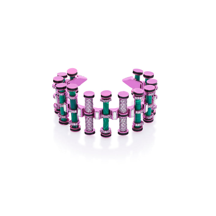 Hyper Pink Crystal Enamel Cuff